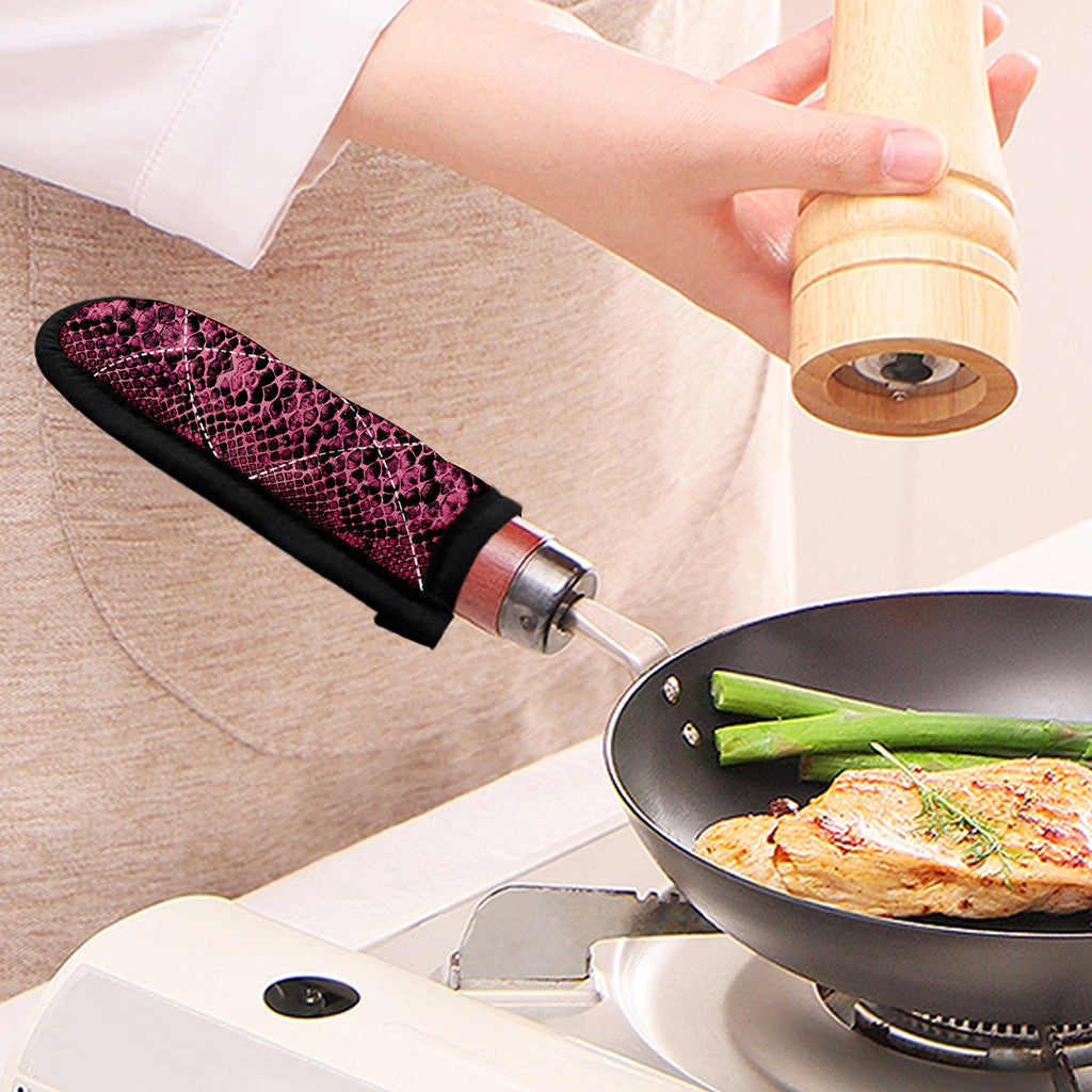Pink And Black Snakeskin Print Skillet Handle Cover