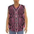 Pink And Black Snakeskin Print Sleeveless Baseball Jersey