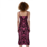 Pink And Black Snakeskin Print Slim Fit Midi Cami Dress