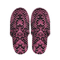 Pink And Black Snakeskin Print Slippers