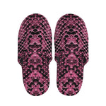 Pink And Black Snakeskin Print Slippers
