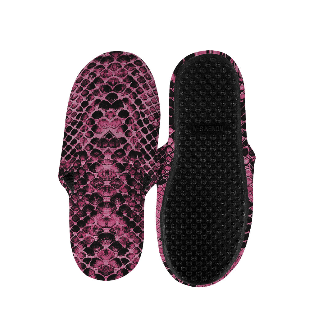 Pink And Black Snakeskin Print Slippers