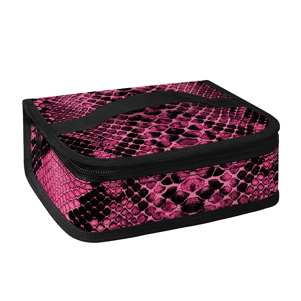 Pink And Black Snakeskin Print Small Lunch Bag