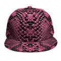 Pink And Black Snakeskin Print Snapback Cap