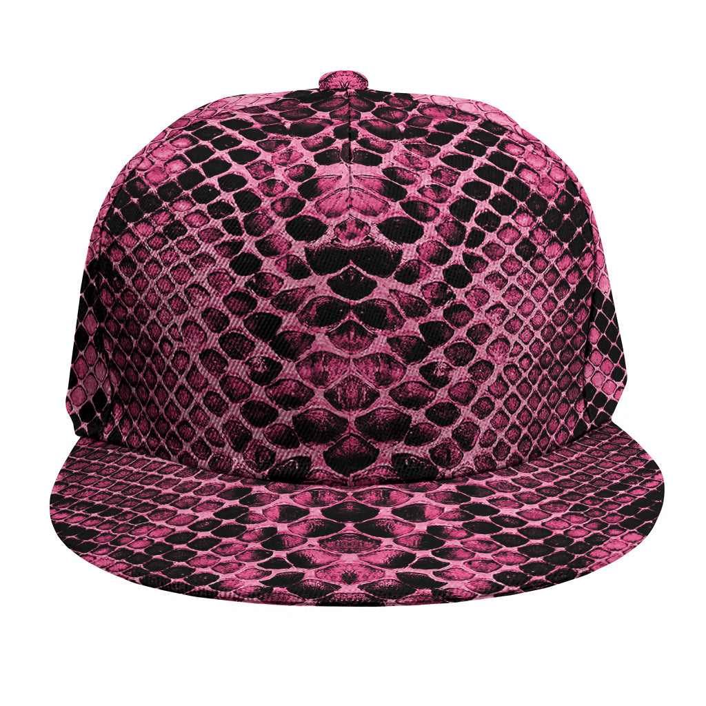 Pink And Black Snakeskin Print Snapback Cap