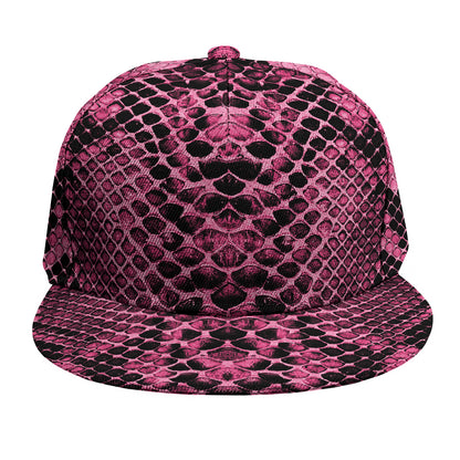 Pink And Black Snakeskin Print Snapback Cap