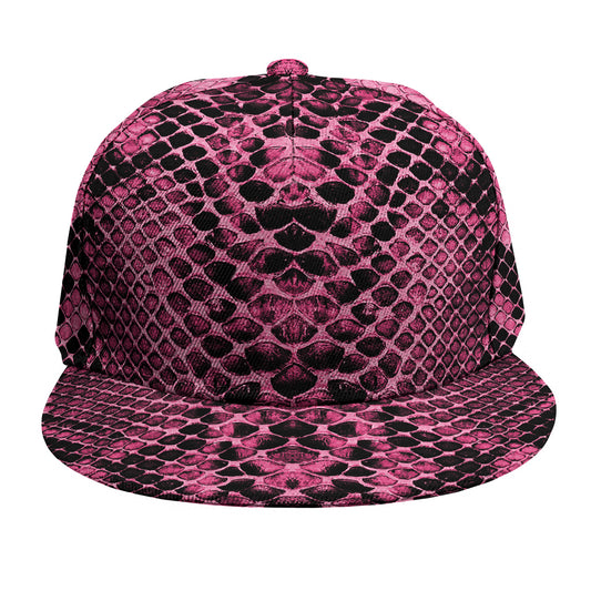 Pink And Black Snakeskin Print Snapback Cap