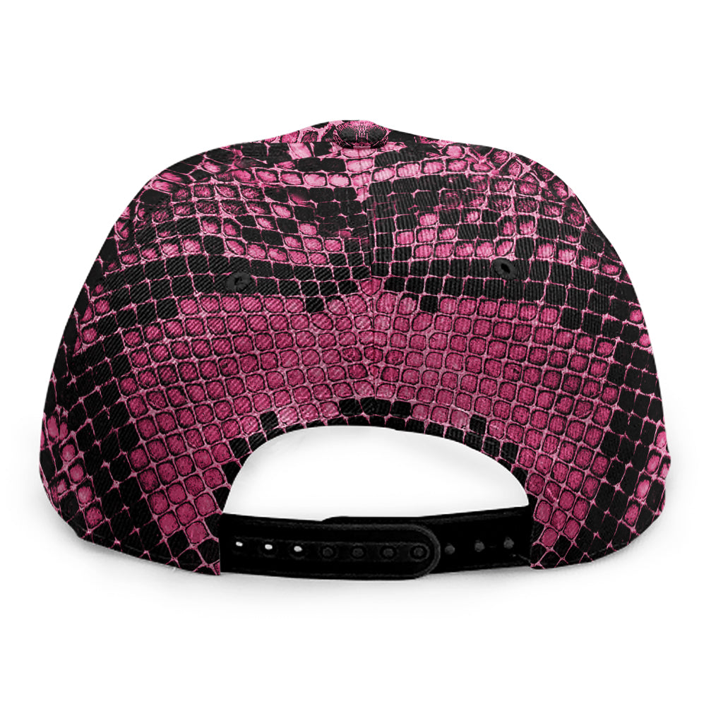 Pink And Black Snakeskin Print Snapback Cap