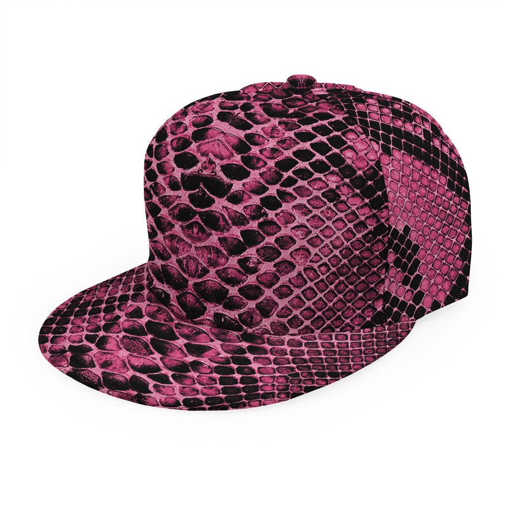 Pink And Black Snakeskin Print Snapback Cap