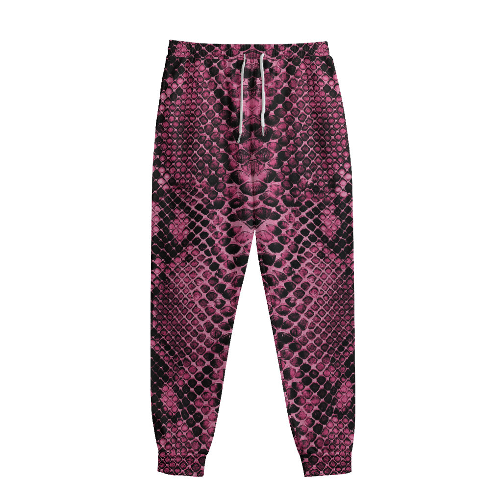 Pink And Black Snakeskin Print Sweatpants