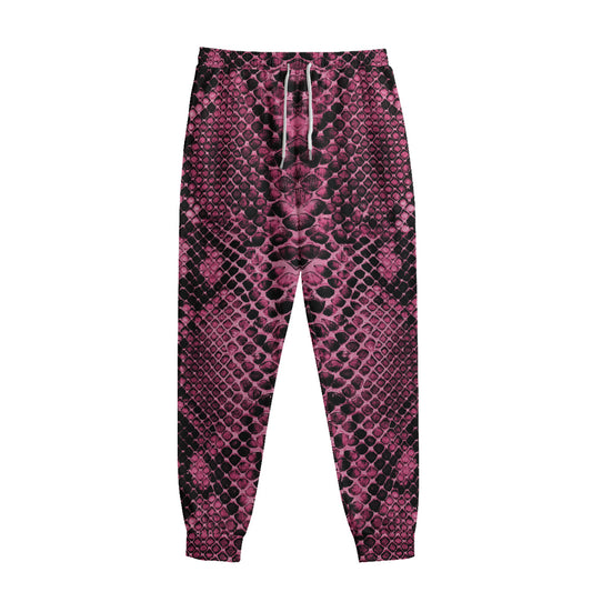 Pink And Black Snakeskin Print Sweatpants