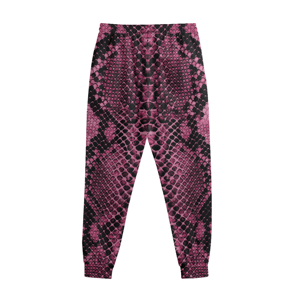 Pink And Black Snakeskin Print Sweatpants