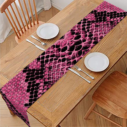 Pink And Black Snakeskin Print Table Runner