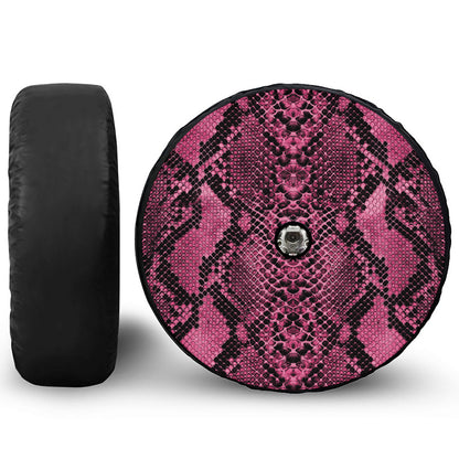 Pink And Black Snakeskin Print Tire Cover With Camera Hole