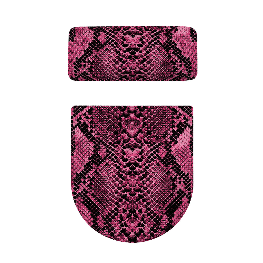 Pink And Black Snakeskin Print Toilet Lid And Tank Cover Set