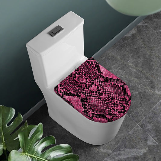 Pink And Black Snakeskin Print Toilet Lid Cover