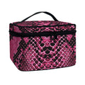 Pink And Black Snakeskin Print Travel Makeup Bag