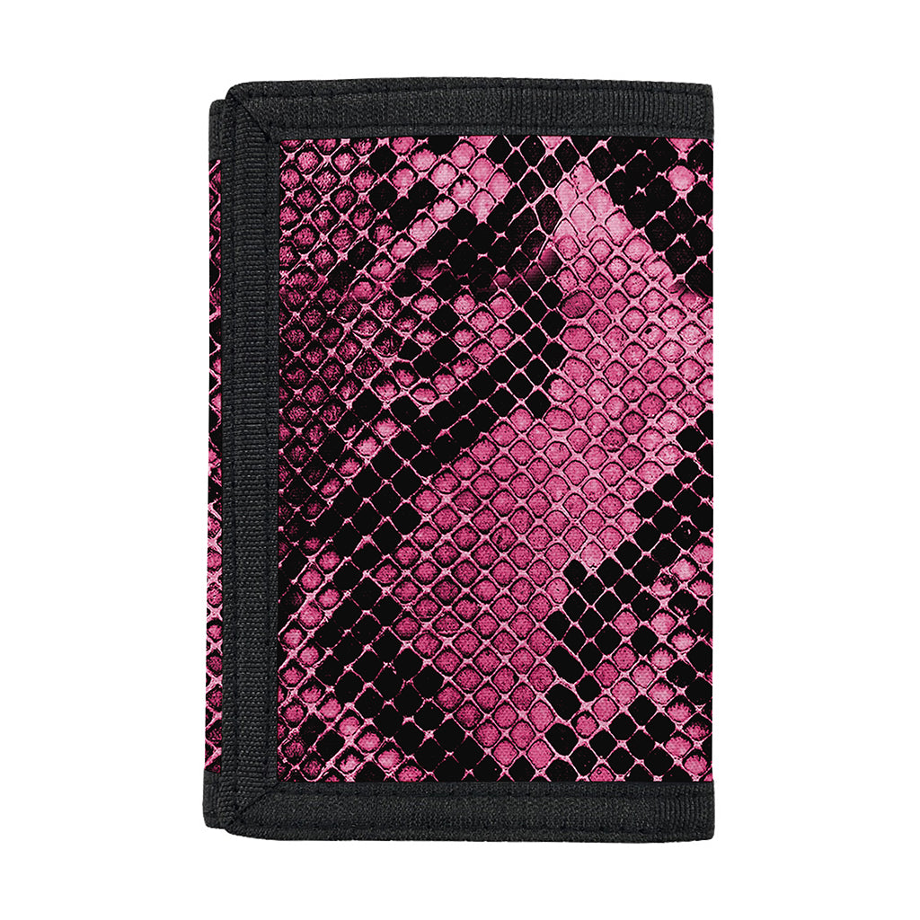 Pink And Black Snakeskin Print Trifold Wallet