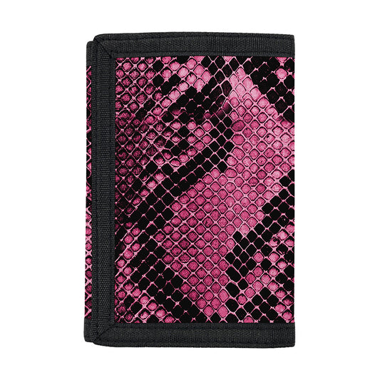 Pink And Black Snakeskin Print Trifold Wallet