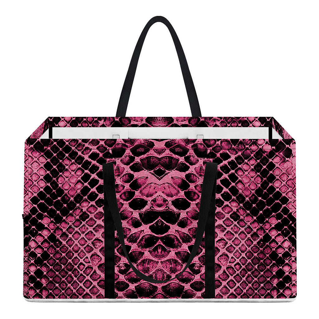 Pink And Black Snakeskin Print Utility Tote Bag