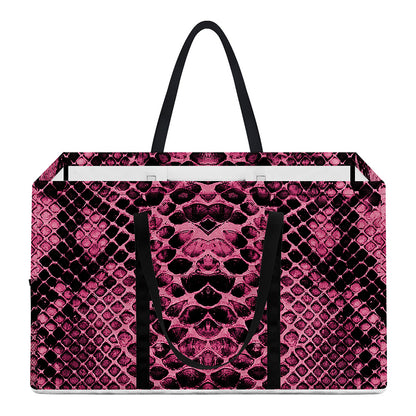 Pink And Black Snakeskin Print Utility Tote Bag