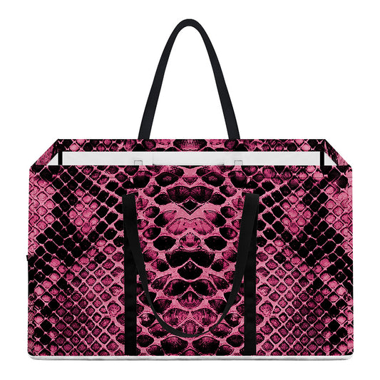 Pink And Black Snakeskin Print Utility Tote Bag