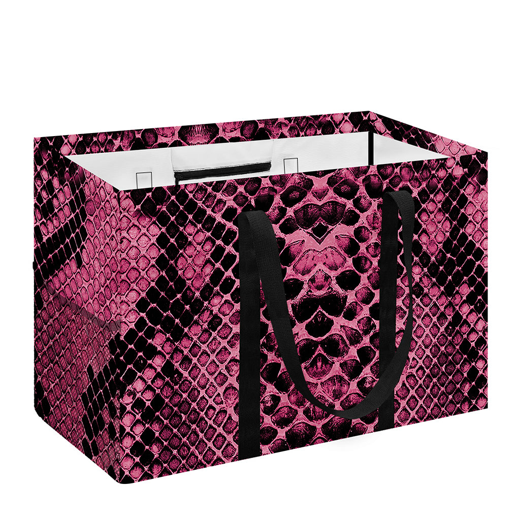 Pink And Black Snakeskin Print Utility Tote Bag