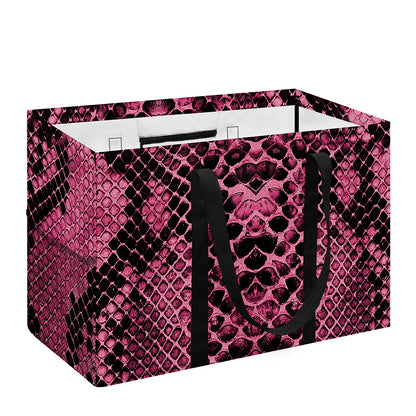 Pink And Black Snakeskin Print Utility Tote Bag