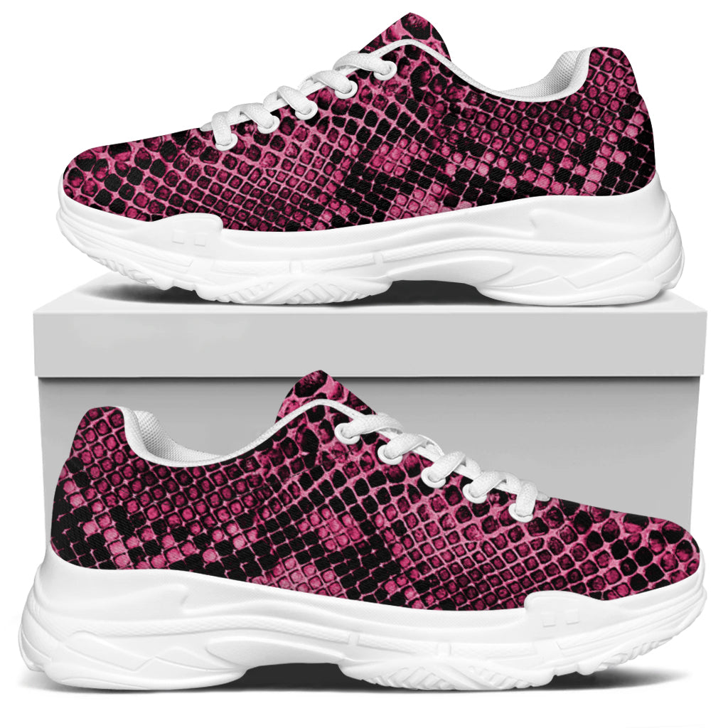 Pink And Black Snakeskin Print White Chunky Shoes