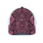Pink And Black Snakeskin Print White Mesh Trucker Cap
