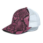 Pink And Black Snakeskin Print White Mesh Trucker Cap