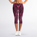 Pink And Black Snakeskin Print Women's Capri Leggings