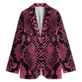 Pink And Black Snakeskin Print Women's Cotton Blazer