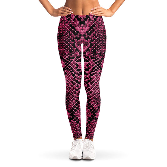 Pink And Black Snakeskin Print Women's Leggings