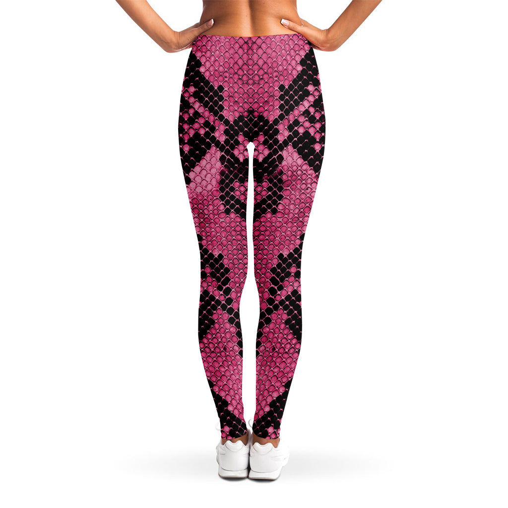 Pink And Black Snakeskin Print Women's Leggings