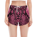 Pink And Black Snakeskin Print Women's Split Running Shorts