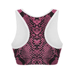 Pink And Black Snakeskin Print Women's Sports Bra