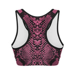 Pink And Black Snakeskin Print Women's Sports Bra