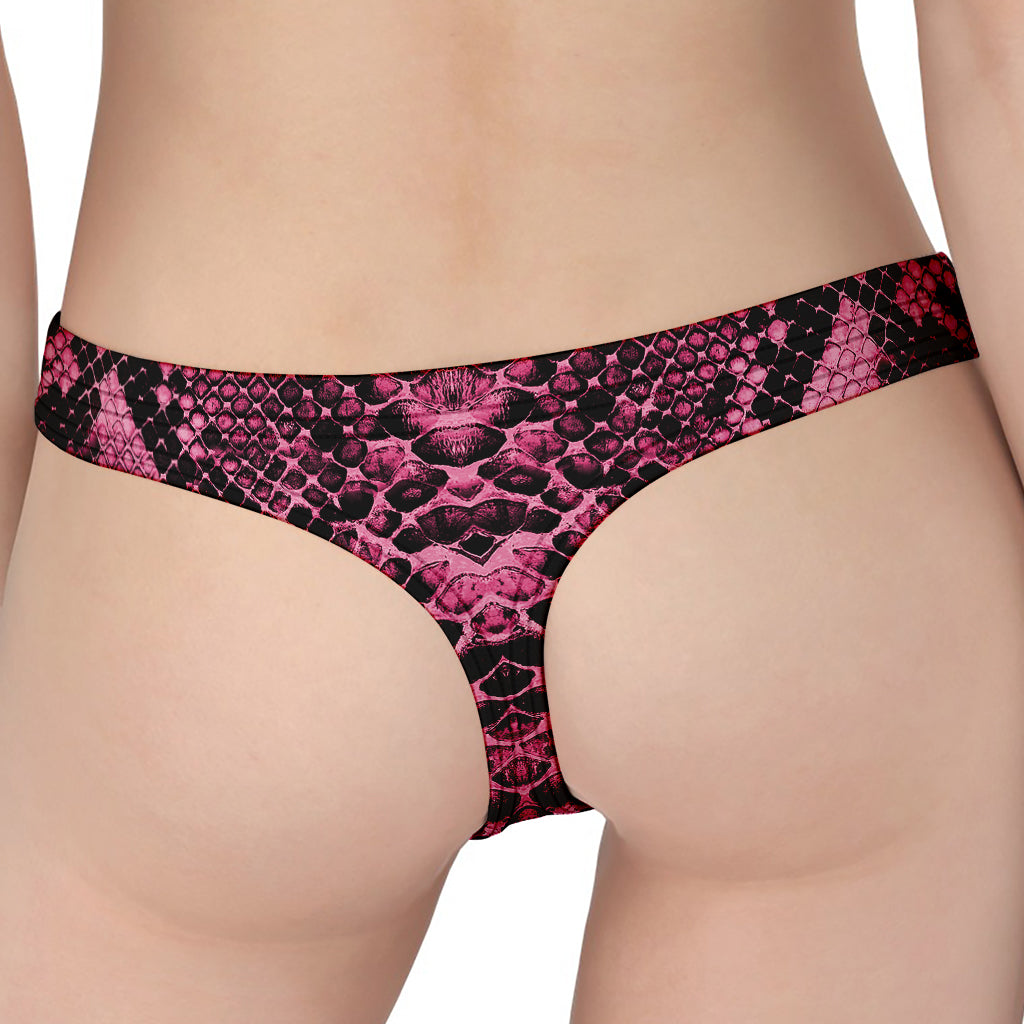 Pink And Black Snakeskin Print Women's Thong