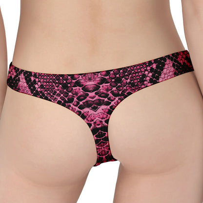Pink And Black Snakeskin Print Women's Thong