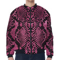 Pink And Black Snakeskin Print Zip Sleeve Bomber Jacket