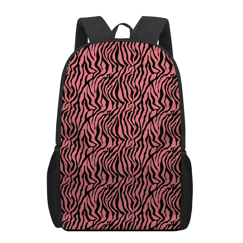 Pink And Black Tiger Stripe Print 17 Inch Backpack