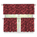 Pink And Black Tiger Stripe Print 3 Piece Kitchen Curtains