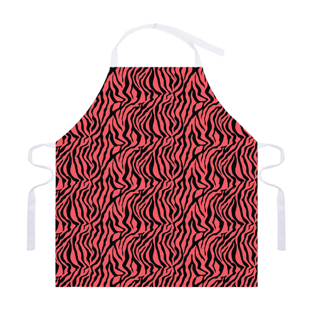 Pink And Black Tiger Stripe Print Adjustable Apron