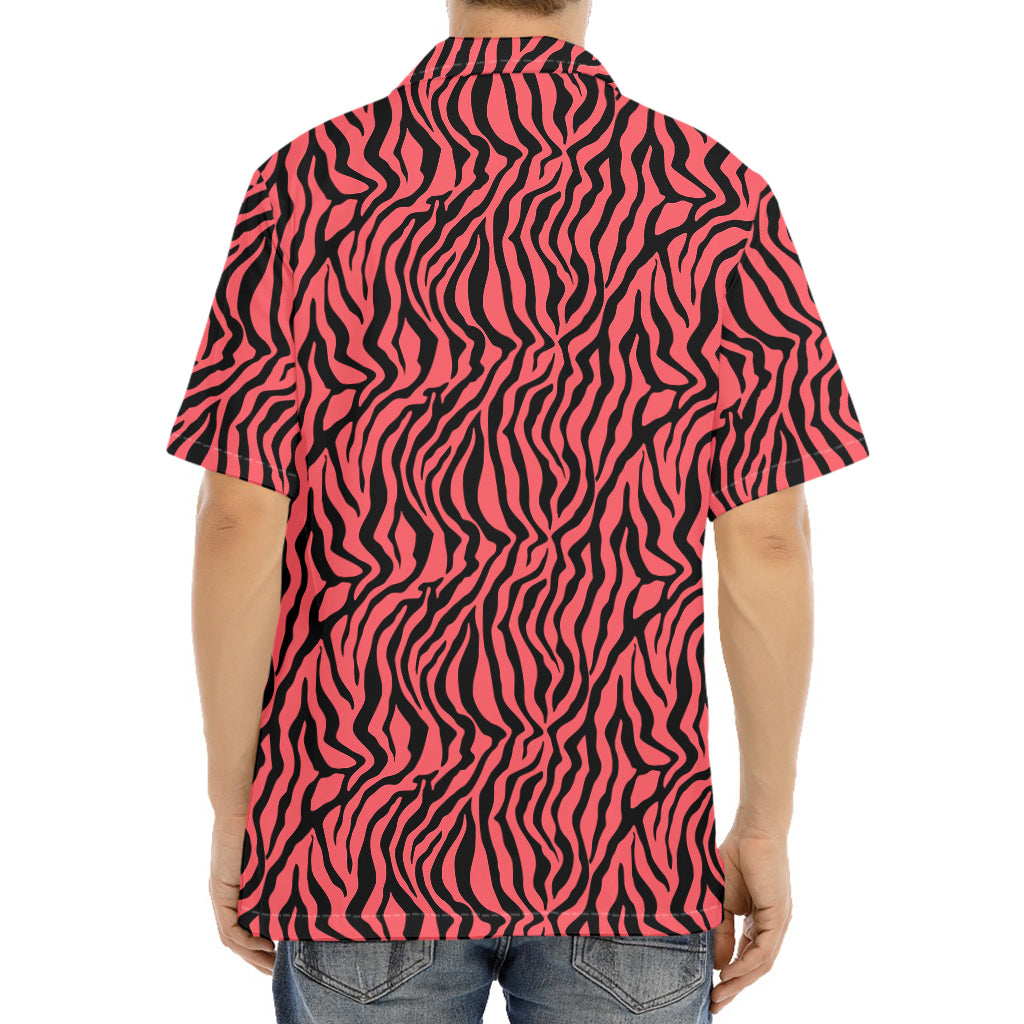 Pink And Black Tiger Stripe Print Aloha Shirt