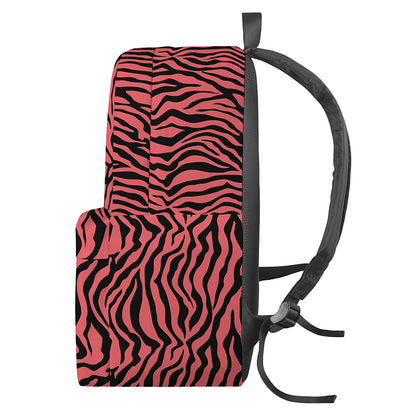 Pink And Black Tiger Stripe Print Backpack