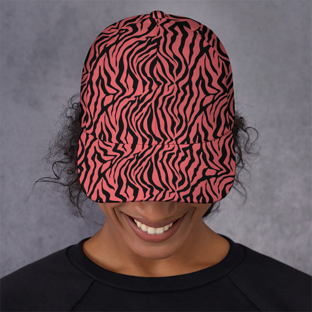 Pink And Black Tiger Stripe Print Baseball Cap