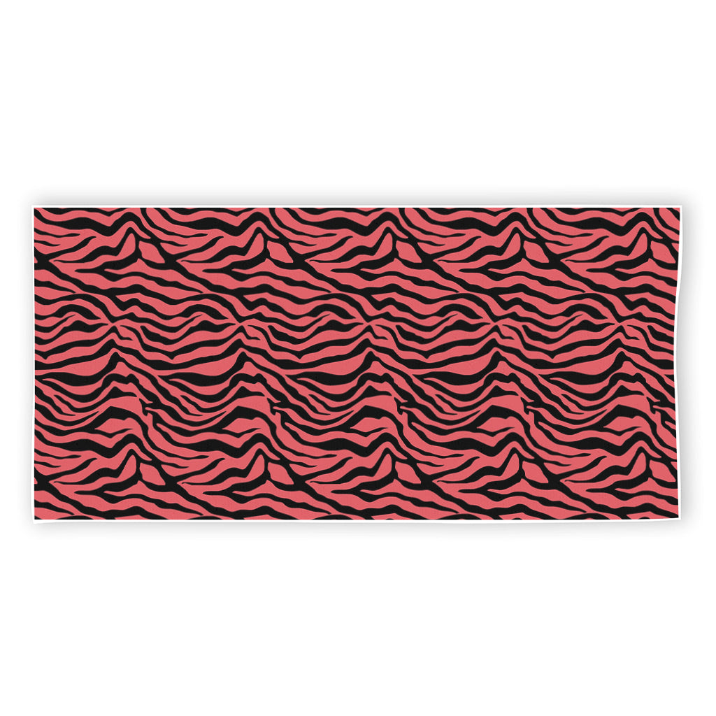 Pink And Black Tiger Stripe Print Beach Towel
