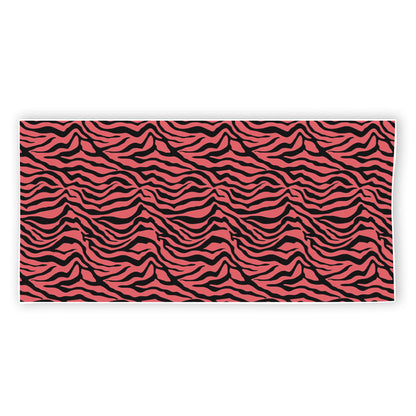 Pink And Black Tiger Stripe Print Beach Towel