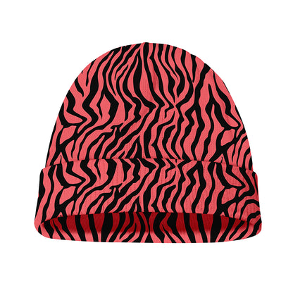 Pink And Black Tiger Stripe Print Beanie